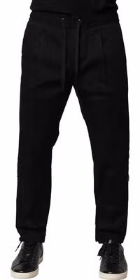 Black Cotton Mid Waist Jogger Pants