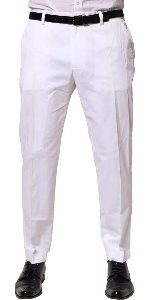 White Cotton Dress Slim Formal Pants
