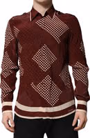 Maroon Dotted Silk Long Sleeve Casual Shirt 1