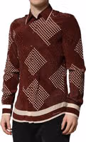 Maroon Dotted Silk Long Sleeve Casual Shirt 2