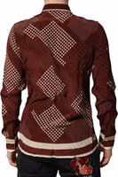 Maroon Dotted Silk Long Sleeve Casual Shirt 3
