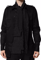 Black Polka Dot Linen Silk Men Casual Shirt 1