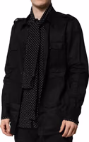 Black Polka Dot Linen Silk Men Casual Shirt 3