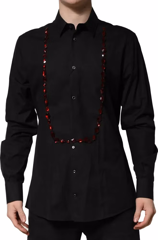 Black Crystal GOLD Formal Men Dress Shirt