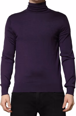 Purple Cashmere Turtleneck Pullover Sweater