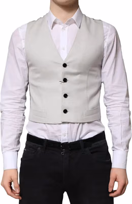 Gray Wool Dress Formal Men Waistcoat Vest