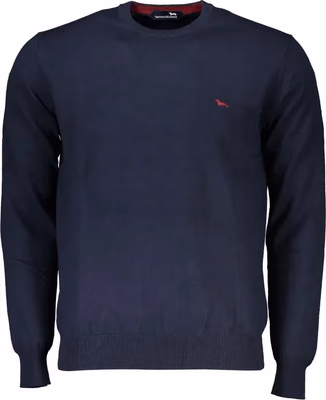 Crew Neck Embroidered Blue Sweater