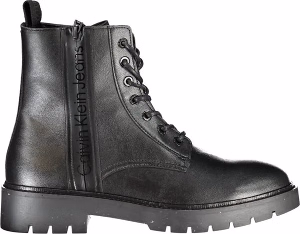 Black Polyurethane Men Ankle Boot