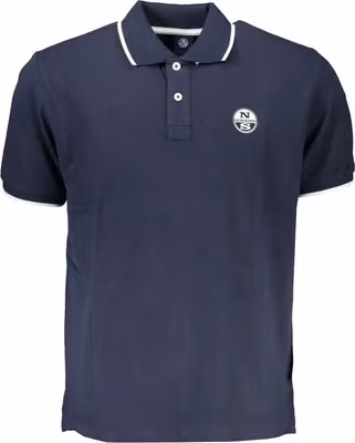 Blue Cotton Men Polo Shirt