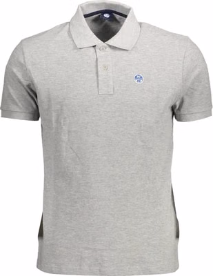 Gray Cotton Men Polo
