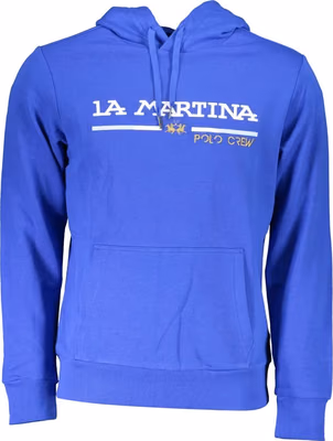 Blue Cotton Men's Hooded Sweatshirt