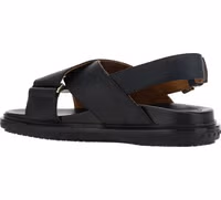 Black Calf Leather Bos Taurus Flat Sandals 3
