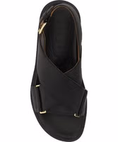 Black Calf Leather Bos Taurus Flat Sandals 4