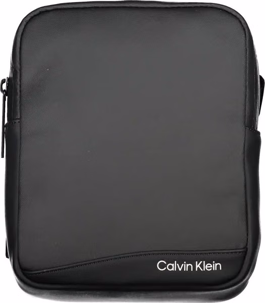 Sleek Black Recycled Polyester Shoulder Bag