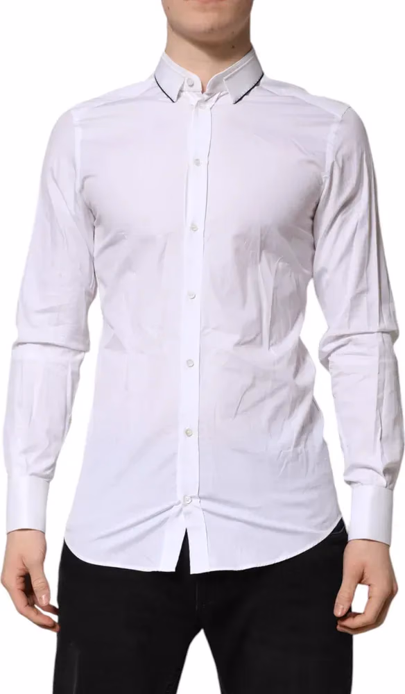 White Cotton GOLD Long Sleeves Formal Shirt
