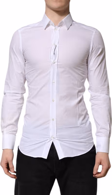 White GOLD Long Sleeves Dress Men Formal Shirt