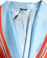 Blue Red Coral Print Wrap Robe Coat Jacket 4