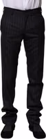 Black Wool Striped Formal Pants 1