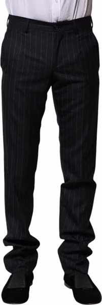 Black Wool Striped Formal Pants