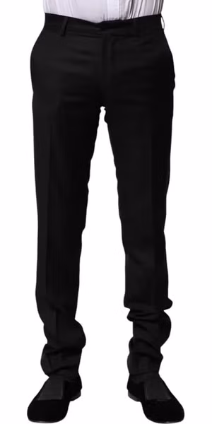 Black Wool Formal Men Slim Pants
