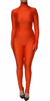Red Nylon Turtleneck Bodycon Jumpsuit Dress 1