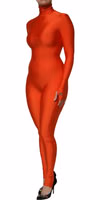 Red Nylon Turtleneck Bodycon Jumpsuit Dress 2