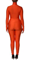 Red Nylon Turtleneck Bodycon Jumpsuit Dress 3