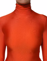 Red Nylon Turtleneck Bodycon Jumpsuit Dress 4