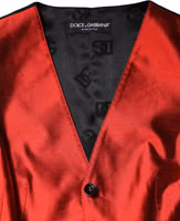 Red Black Button Down Sleeveless Vest Top 5