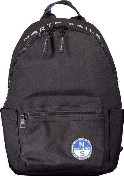 Black Polyester Men Backpack