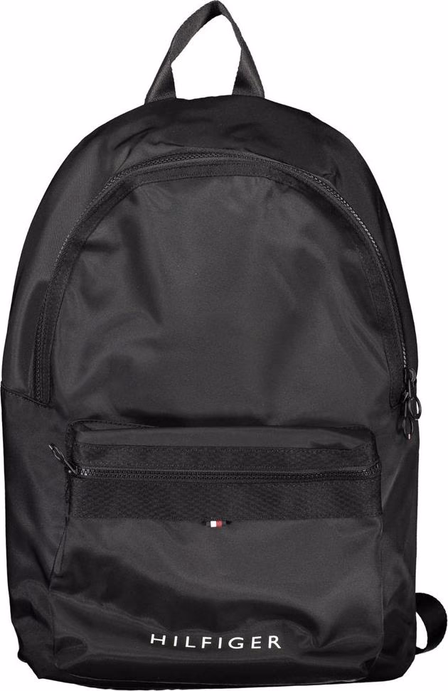 Black Polyester Men Backpack