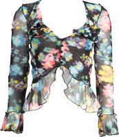 Black and Multicolor Polyester Shirt 1
