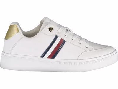 White Polyurethane Women Sneaker