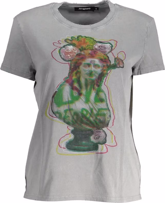 Gray Cotton Women T-Shirt