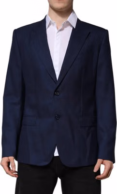 Blue Wool Single Breasted Suit Coat Blazer