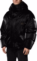 Black Logo Full Zip Hooded Quilted Jacket 2