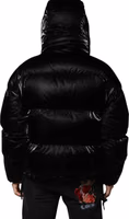 Black Logo Full Zip Hooded Quilted Jacket 3