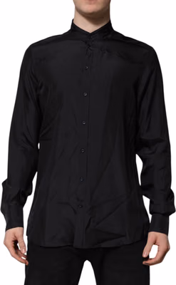 Dark Blue Silk MARTINI Men Formal Dress Shirt