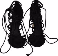 Black Suede Strap Stilettos Sandals 1