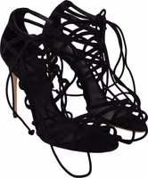 Black Suede Strap Stilettos Sandals 2