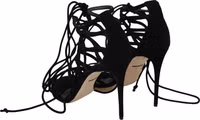 Black Suede Strap Stilettos Sandals 3