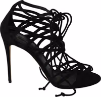 Black Suede Strap Stilettos Sandals 4