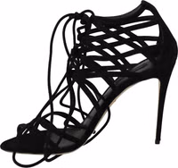 Black Suede Strap Stilettos Sandals 5