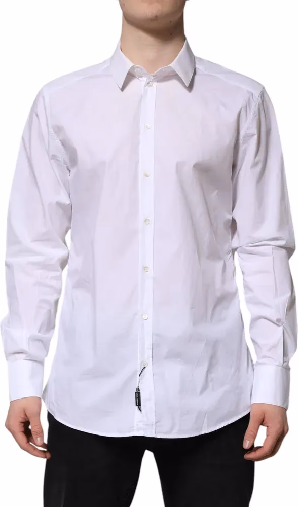 White Cotton GOLD Long Sleeves Dress Shirt
