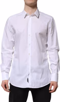 White Cotton GOLD Long Sleeves Dress Shirt 1