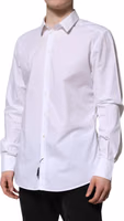 White Cotton GOLD Long Sleeves Dress Shirt 2