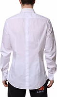 White Cotton GOLD Long Sleeves Dress Shirt 3