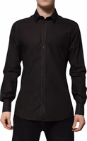 Black Cotton Jacquard GOLD Collar Dress Shirt 1