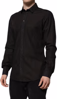 Black Cotton Jacquard GOLD Collar Dress Shirt 2