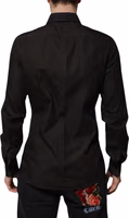 Black Cotton Jacquard GOLD Collar Dress Shirt 3